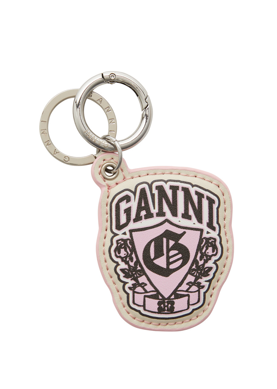 Ganni Bee-Print Recycled-leather Keychain - Yellow