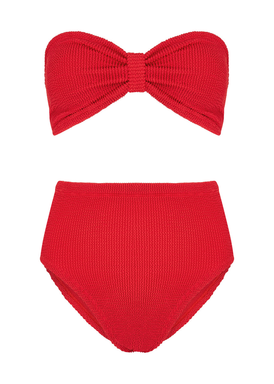 Hunza G Ruby High-waist Seersucker Bikini In Red
