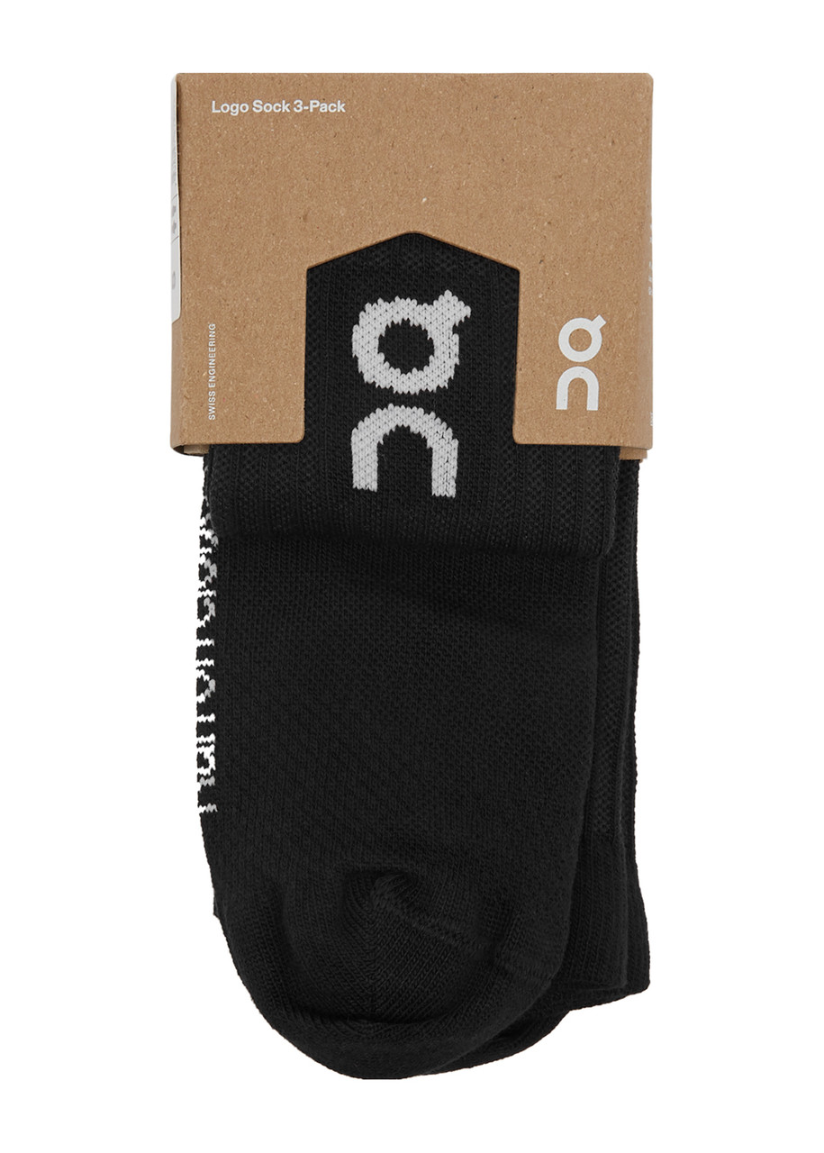 On Running Logo-intarsia Cott-blend Socks In Black