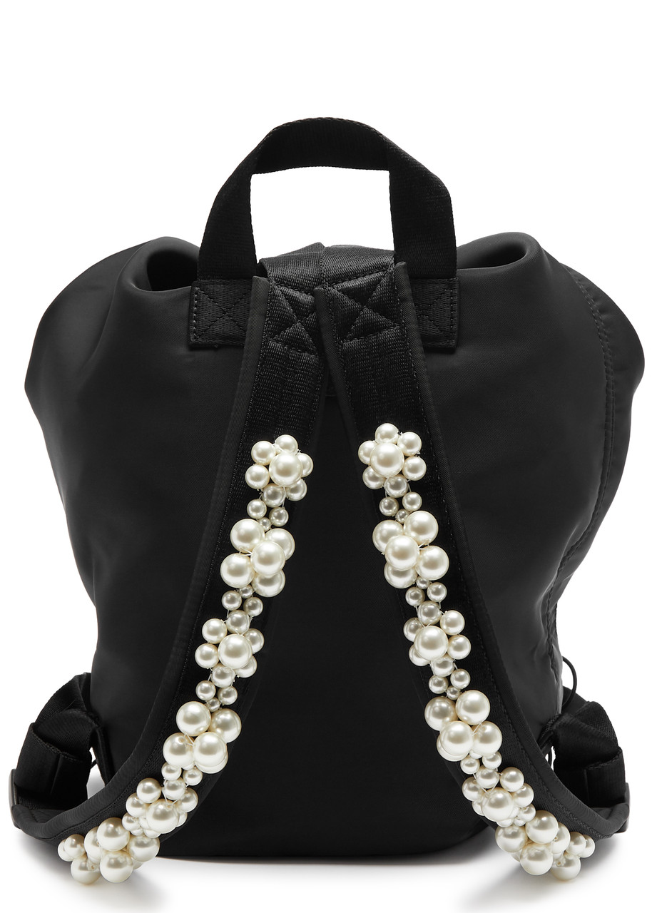  Simone Rocha Lace-up Embellished Nylon Backpack - Black - One Size 
