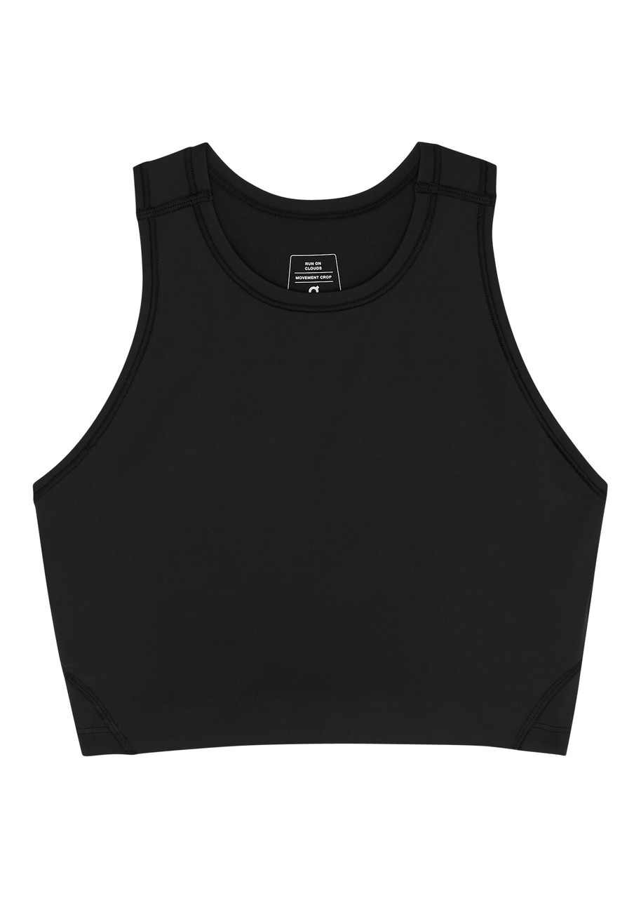 On Running Movement Stretch-jersey Bra Top In Black