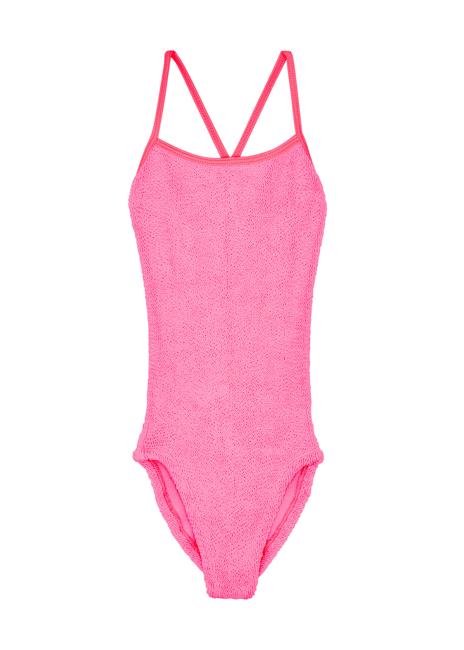Hunza G Kids Margot Seersucker Swimsuit - Pink - One Size