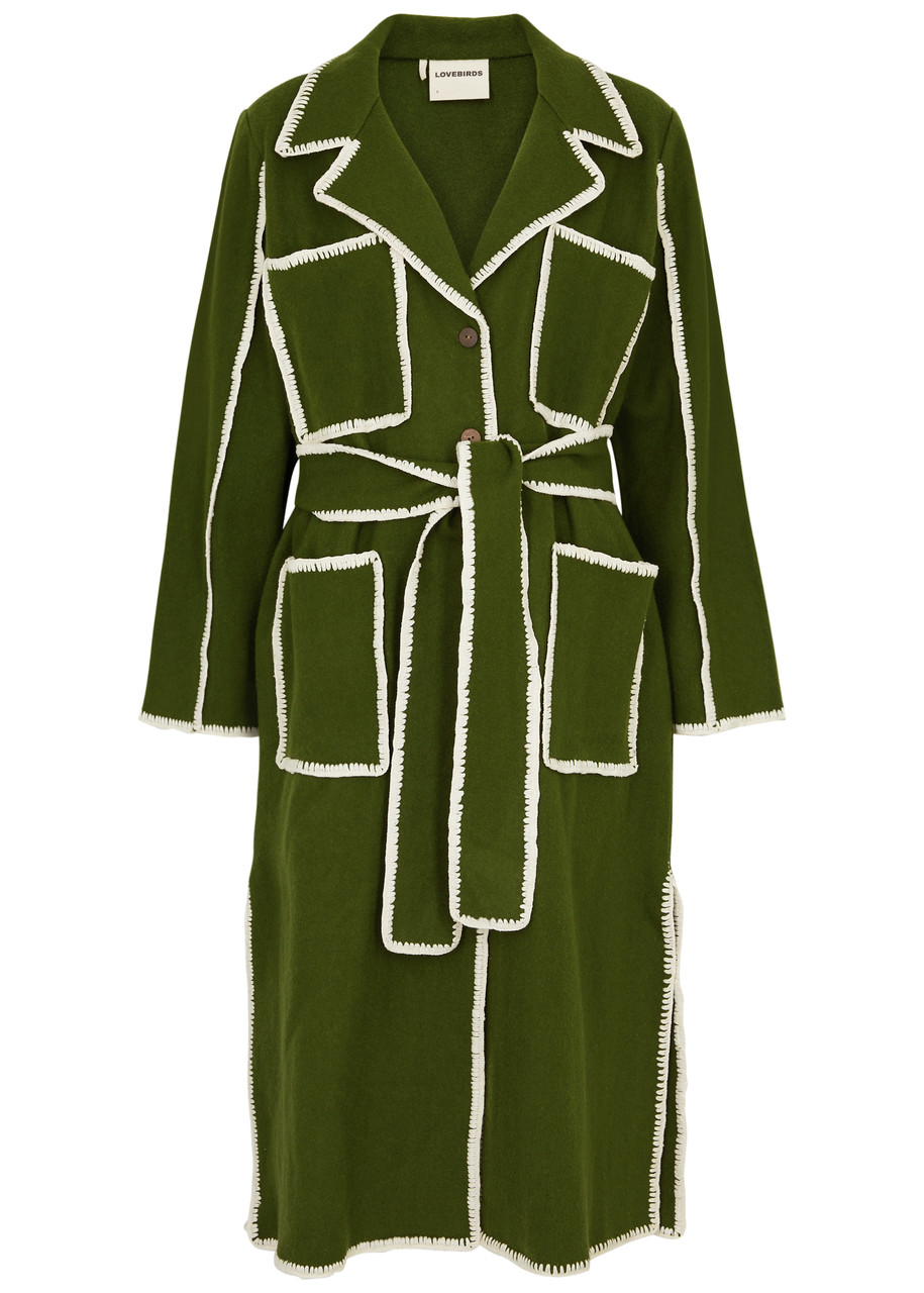 Lovebirds Belted Wool Coat - Green