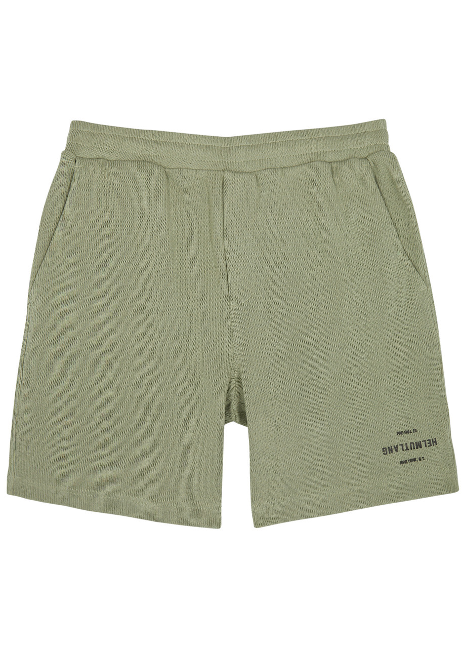 Helmut Lang Knitted Cotton-blend Shorts In Light Green