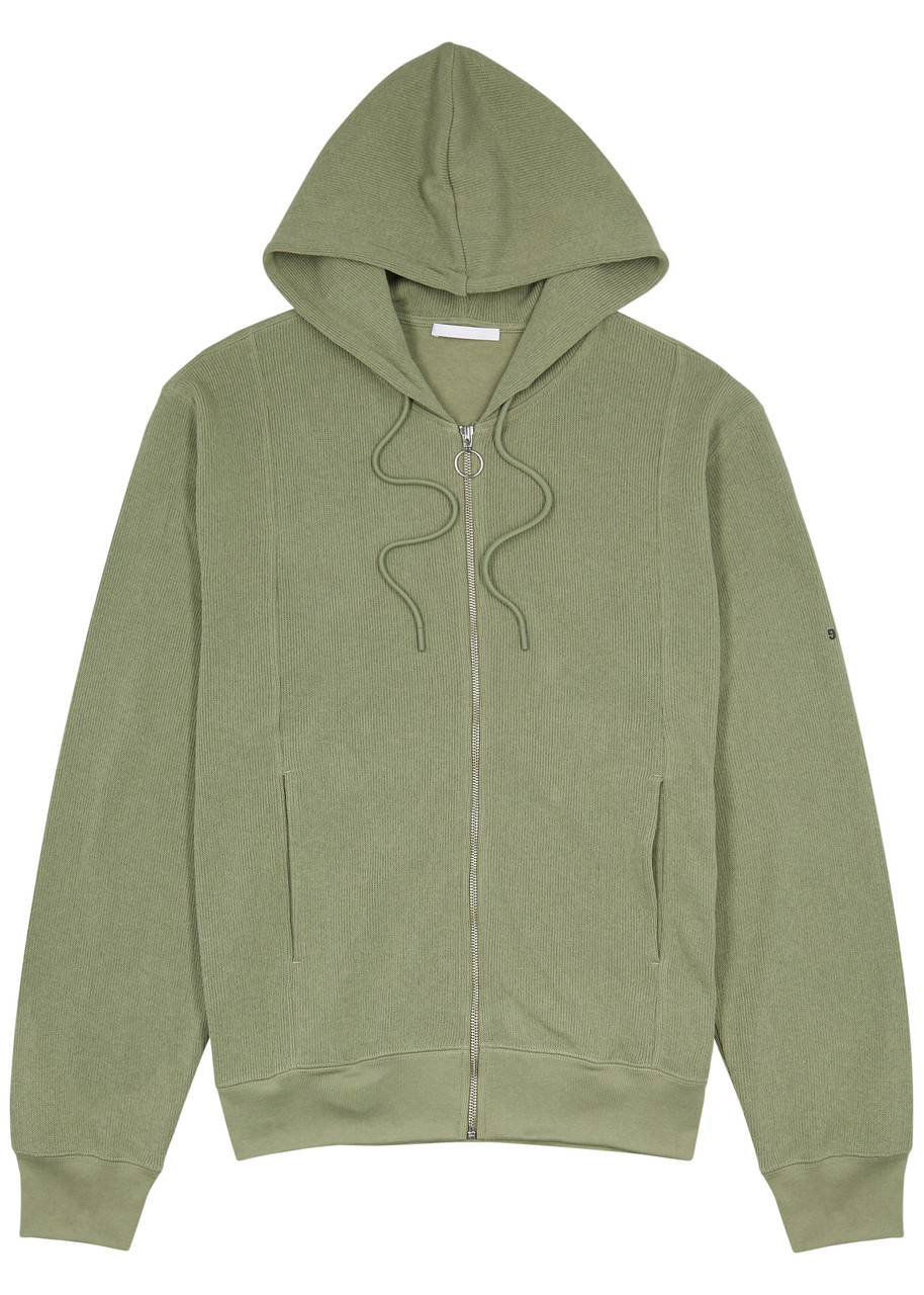 Helmut Lang Knitted Hooded Cotton-blend Sweatshirt In Green