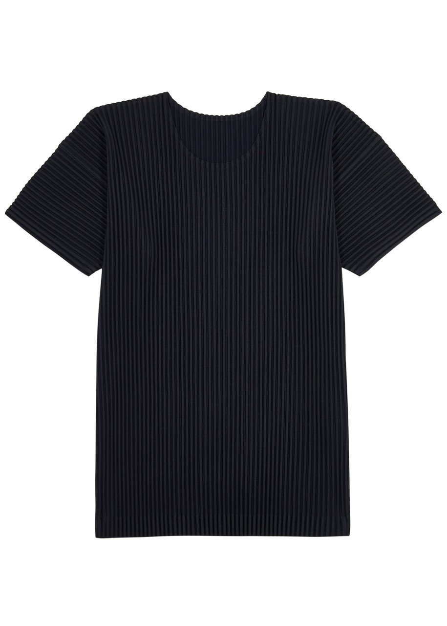 Shop Issey Miyake Homme Plissé  Pleated T-shirt In Navy
