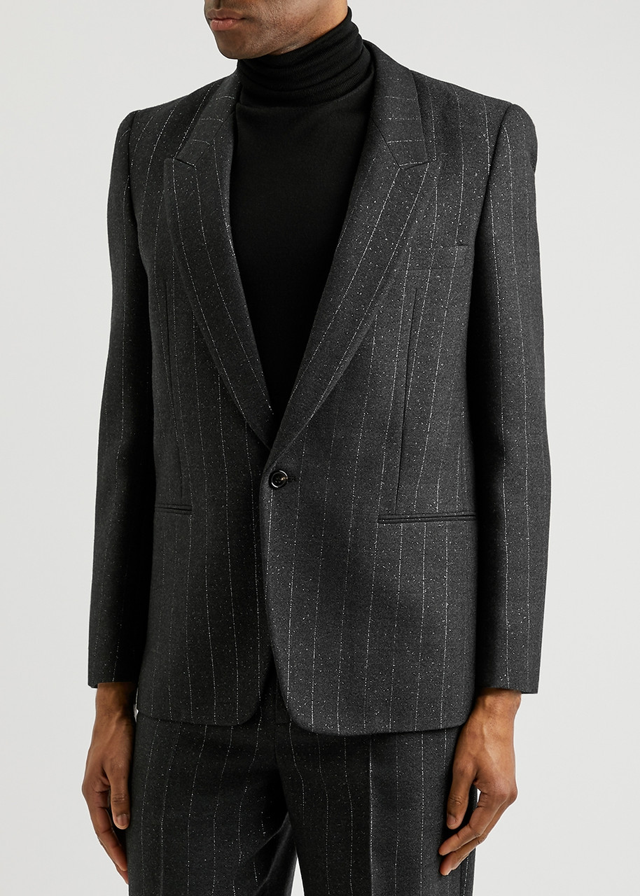  Saint Laurent Pinstriped Wool-blend Blazer - Silver - 50 