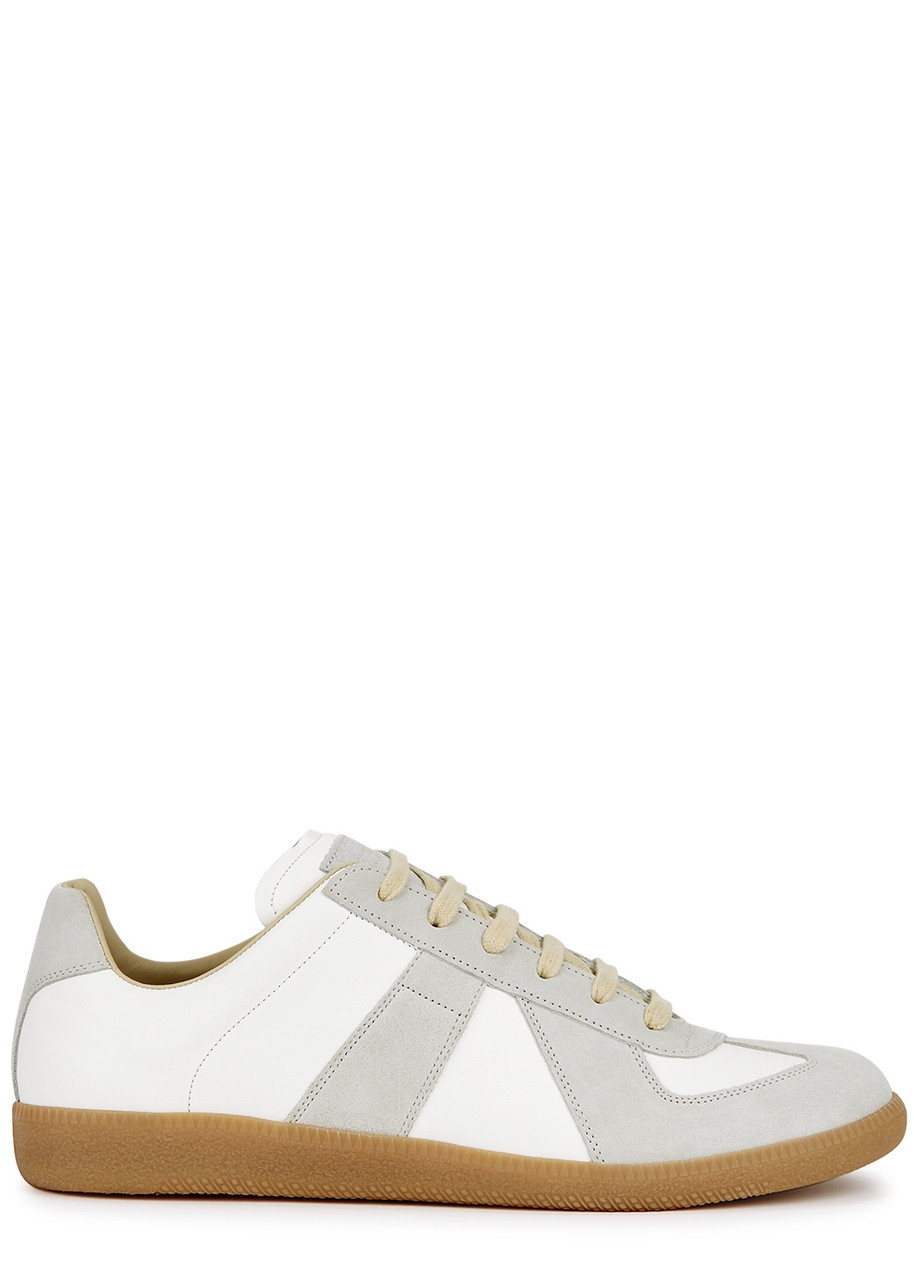 Shop Maison Margiela Replica Leather Sneakers In White