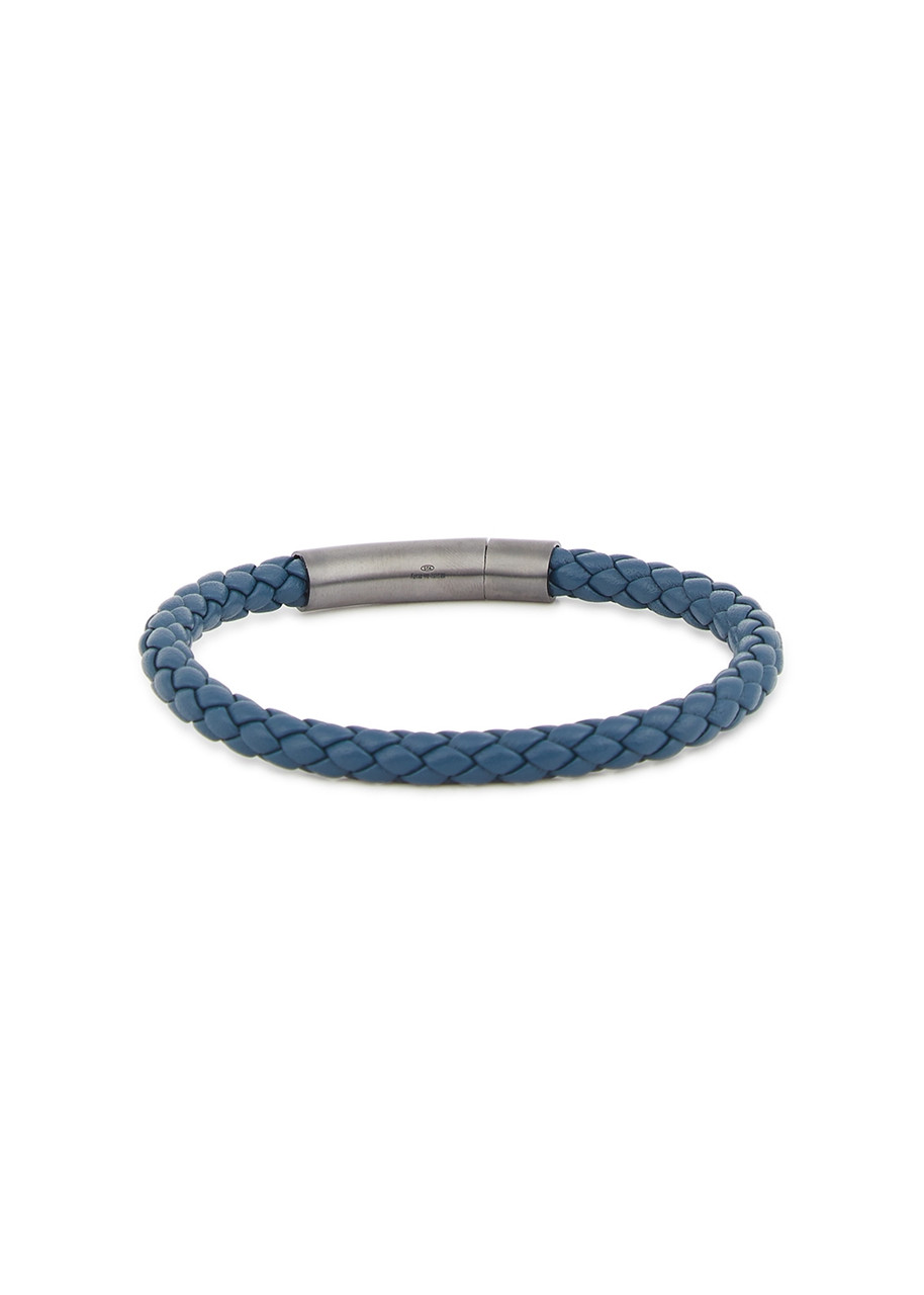  Tateossian Navy Braided Leather Bracelet 