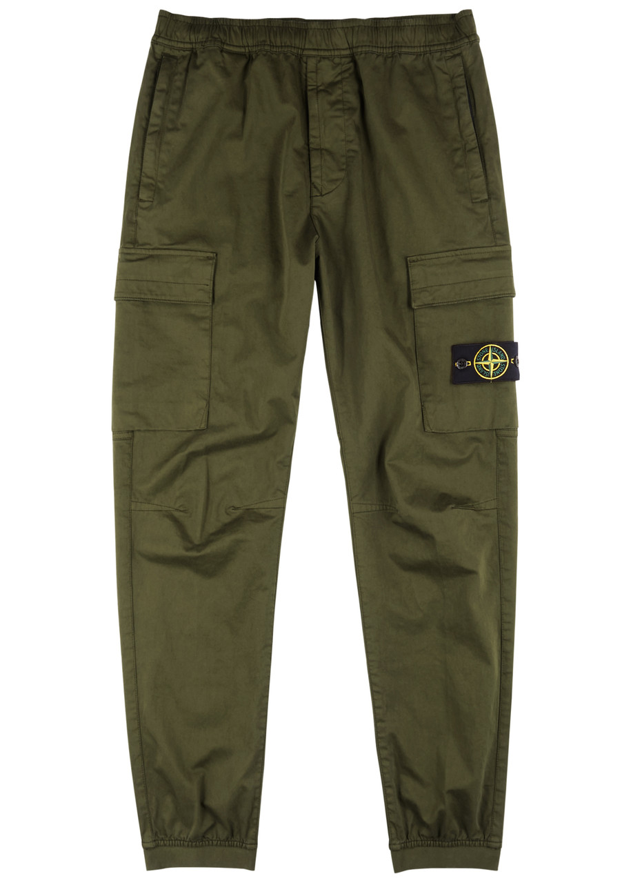 Stone Island Stretch-cotton Cargo Trousers - Olive - W32