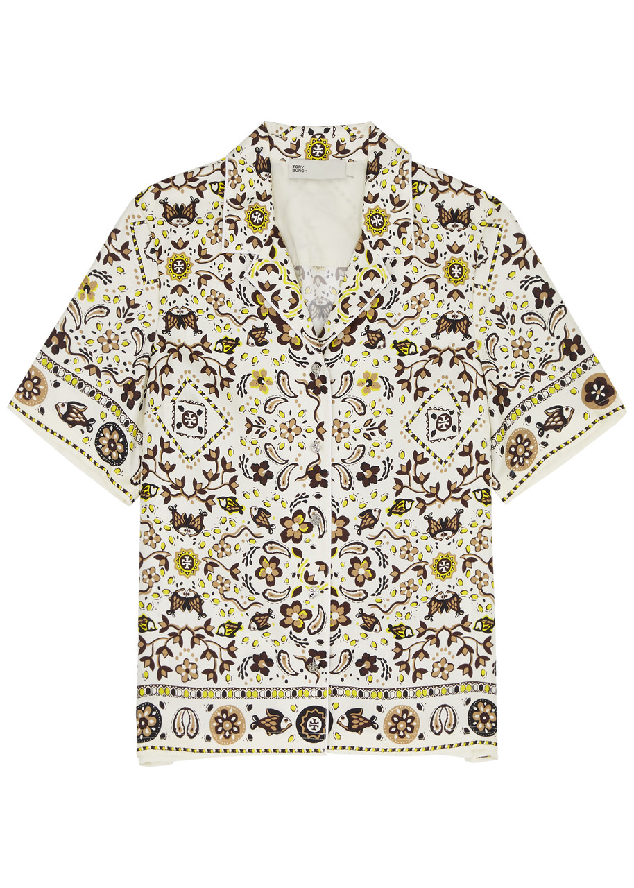 Tory Burch Printed Silk Shirt In Multicoloured