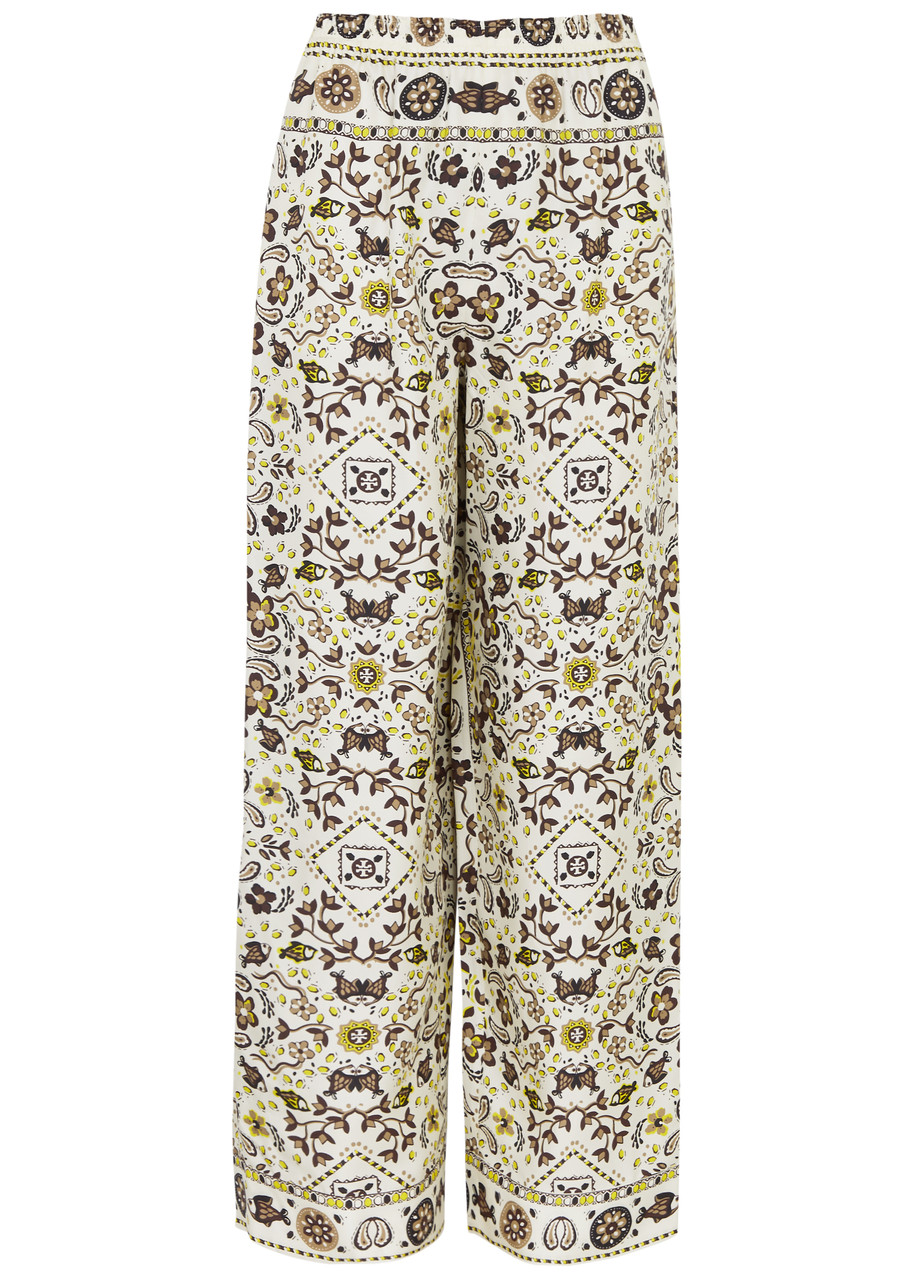 Tory Burch Printed Silk Trousers In Multicoloured
