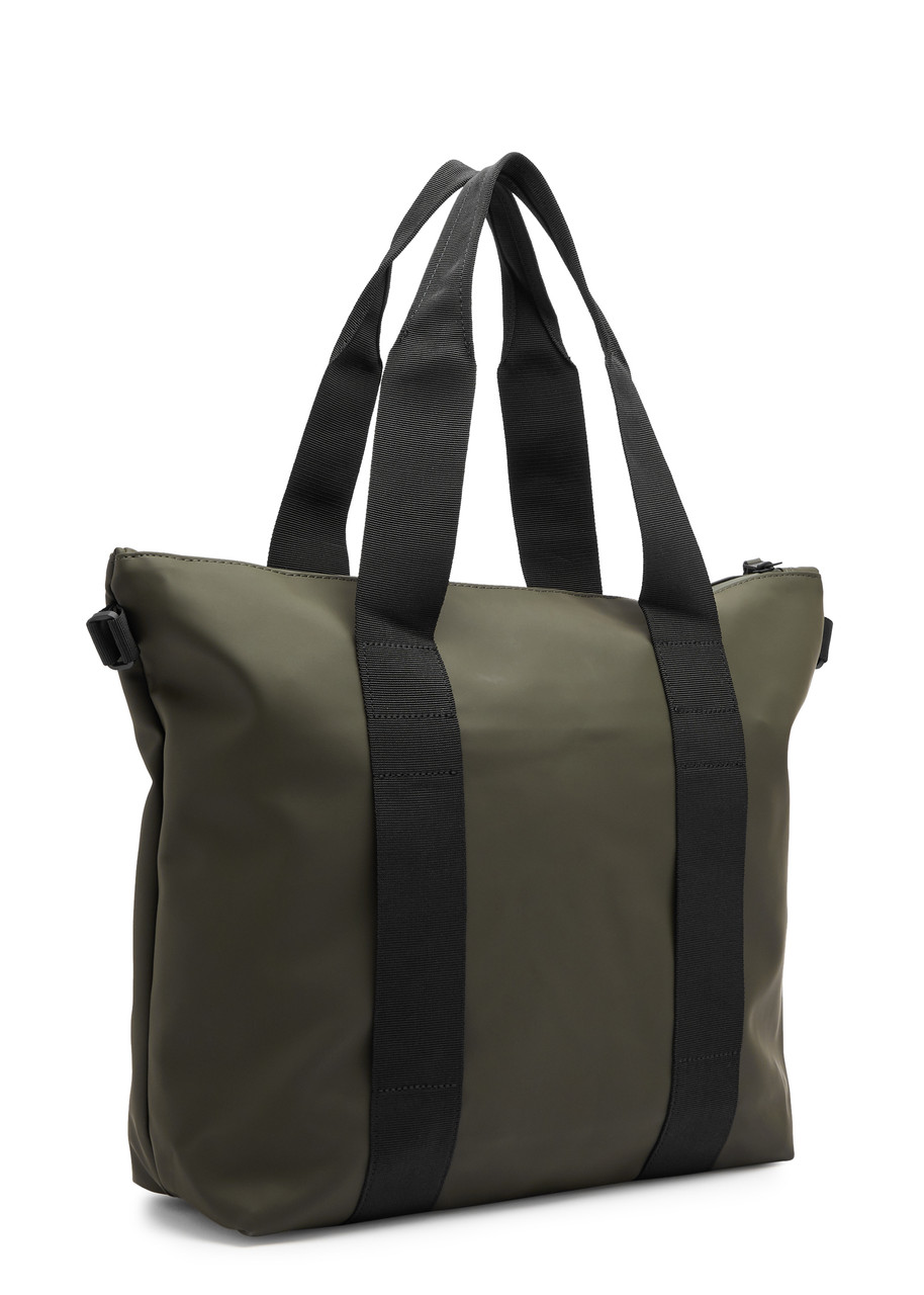 Rains Rush Rubberised Tote In Dark Green