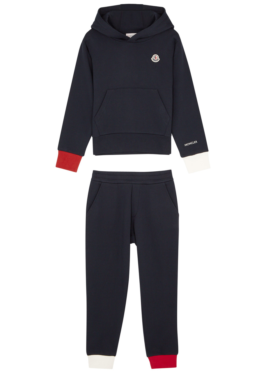 Moncler Kids Logo Hooded Cotton Tracksuit - Navy & Other - 10 Years