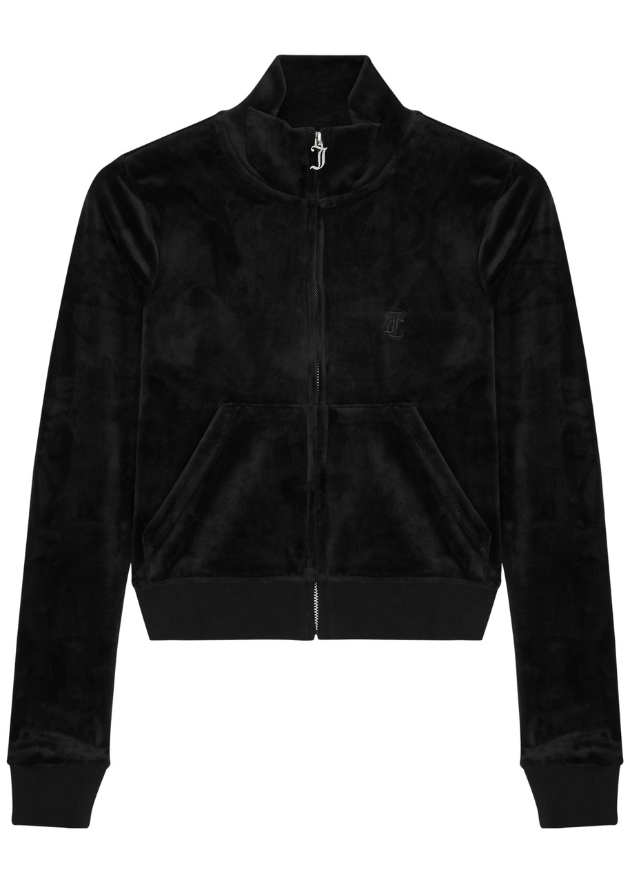 Juicy Couture Lieu Logo Velour Track Jacket In Black