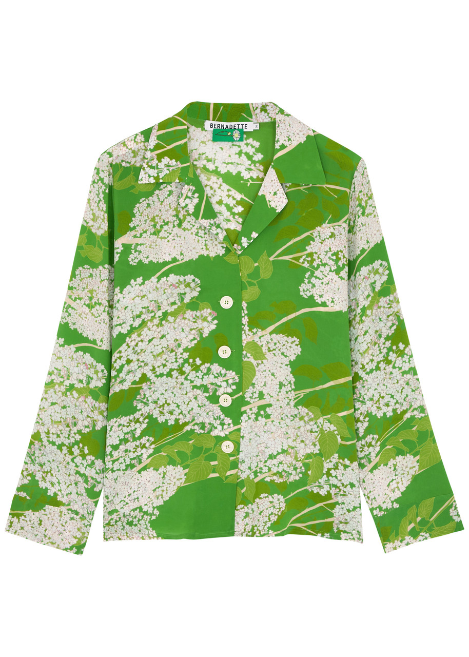 Shop Bernadette Louis Floral-print Silk Crepe De Chine Blouse In Green