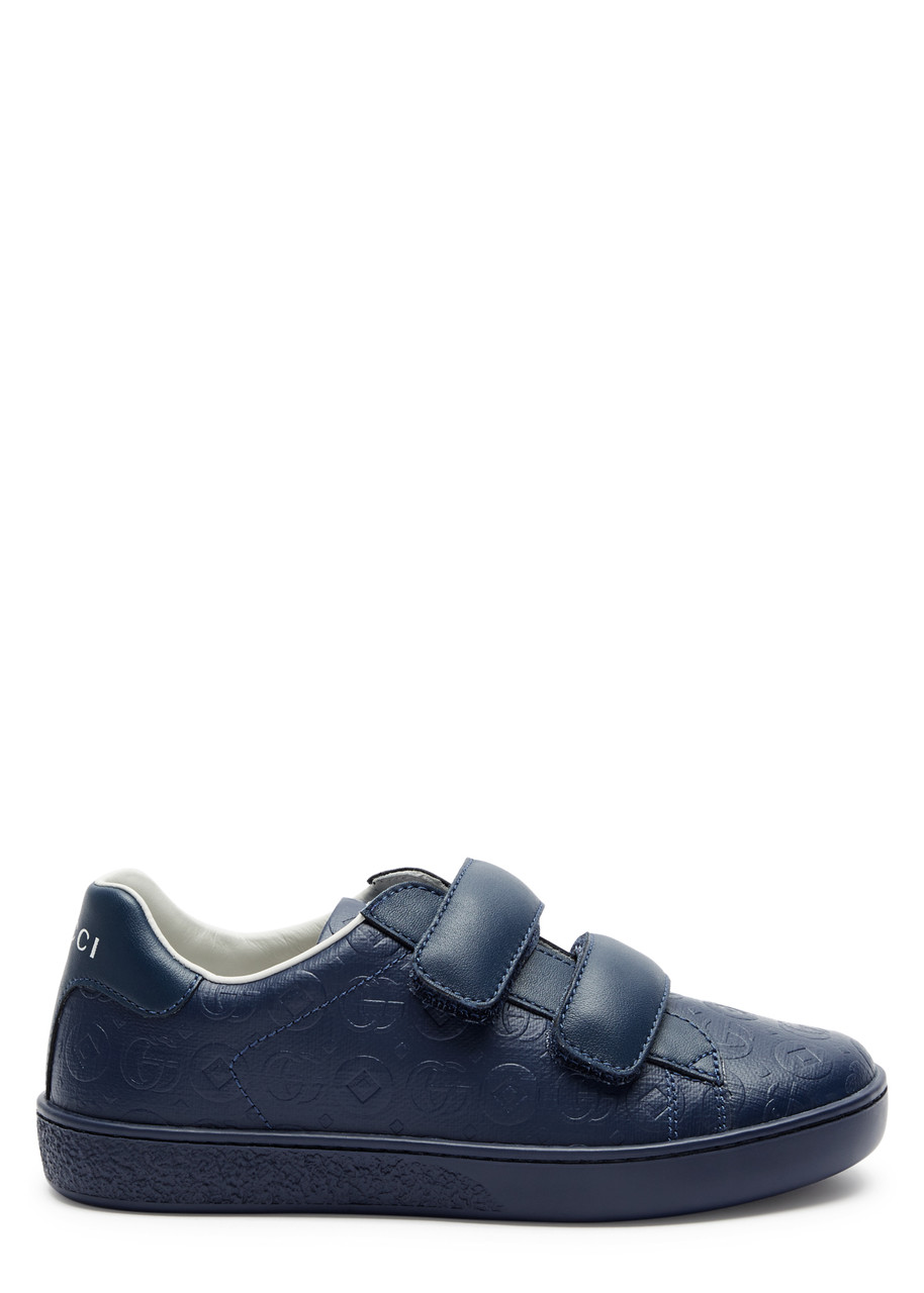 Gucci Kids Gg-embossed Leather Sneakers (IT27-IT33) - Blue Blue - 13KKIDSWEA