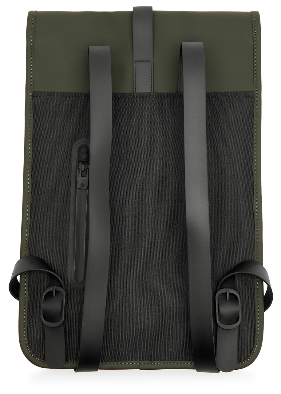 Rains Logo Detailed Foldover Top Backpack In Green