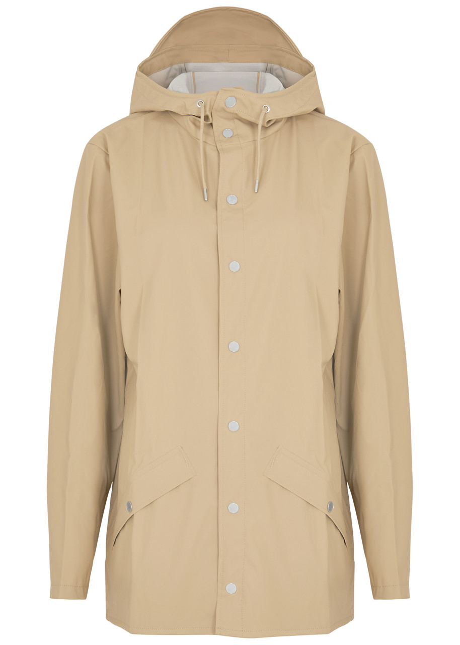 Rains Hooded Waterproof Jacket - Beige - XS