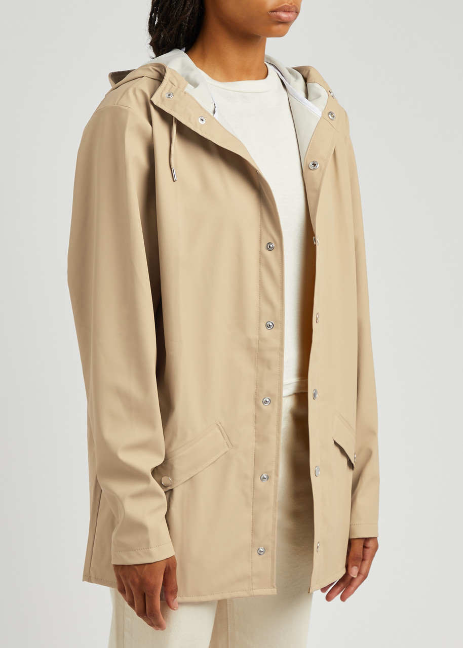  Rains Hooded Waterproof Jacket - Beige - L 