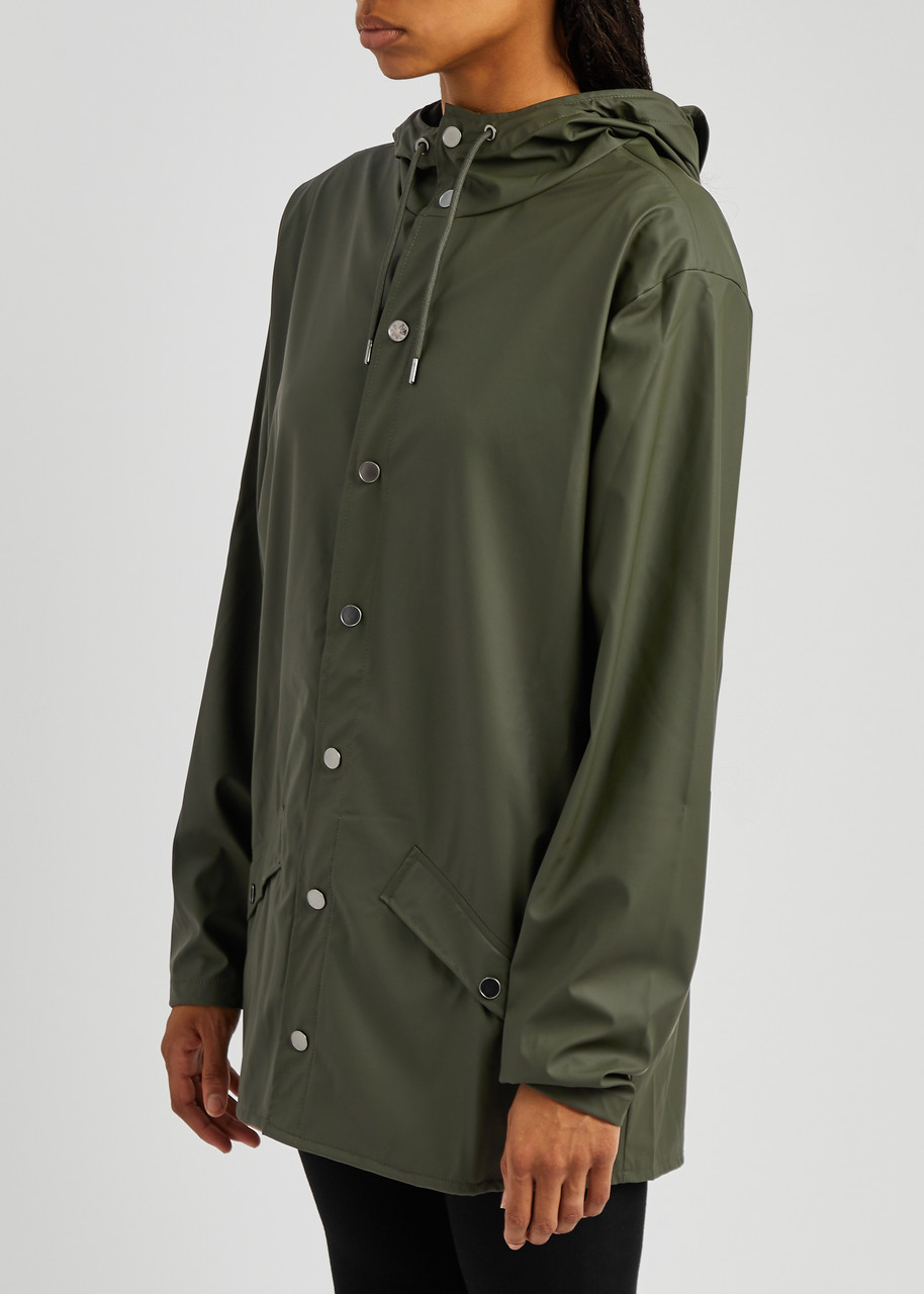 Rains Long Jacket Art 12020 Taglia Xs Green In Dark Green