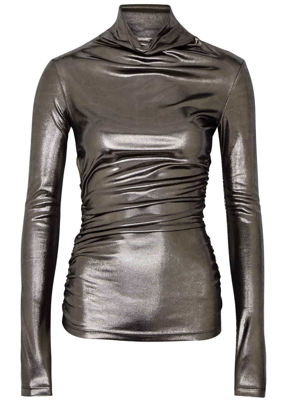 Blumarine Metallic Cut-out Ruched Jersey top - Silver - 8