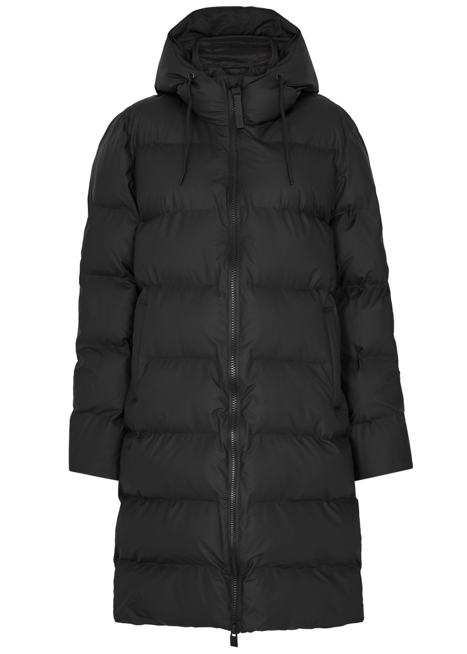 Rains Alta Quilted Rubberised Coat In Black