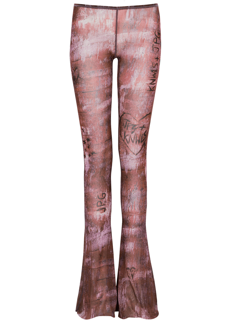 Jean Paul Gaultier X Knwls Printed Tulle Leggings In Brown