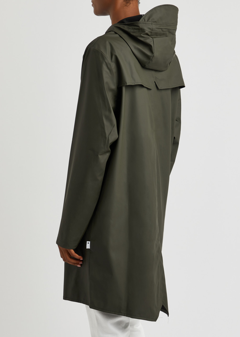  Rains Hooded Waterproof Jacket - Dark Green - Xs 