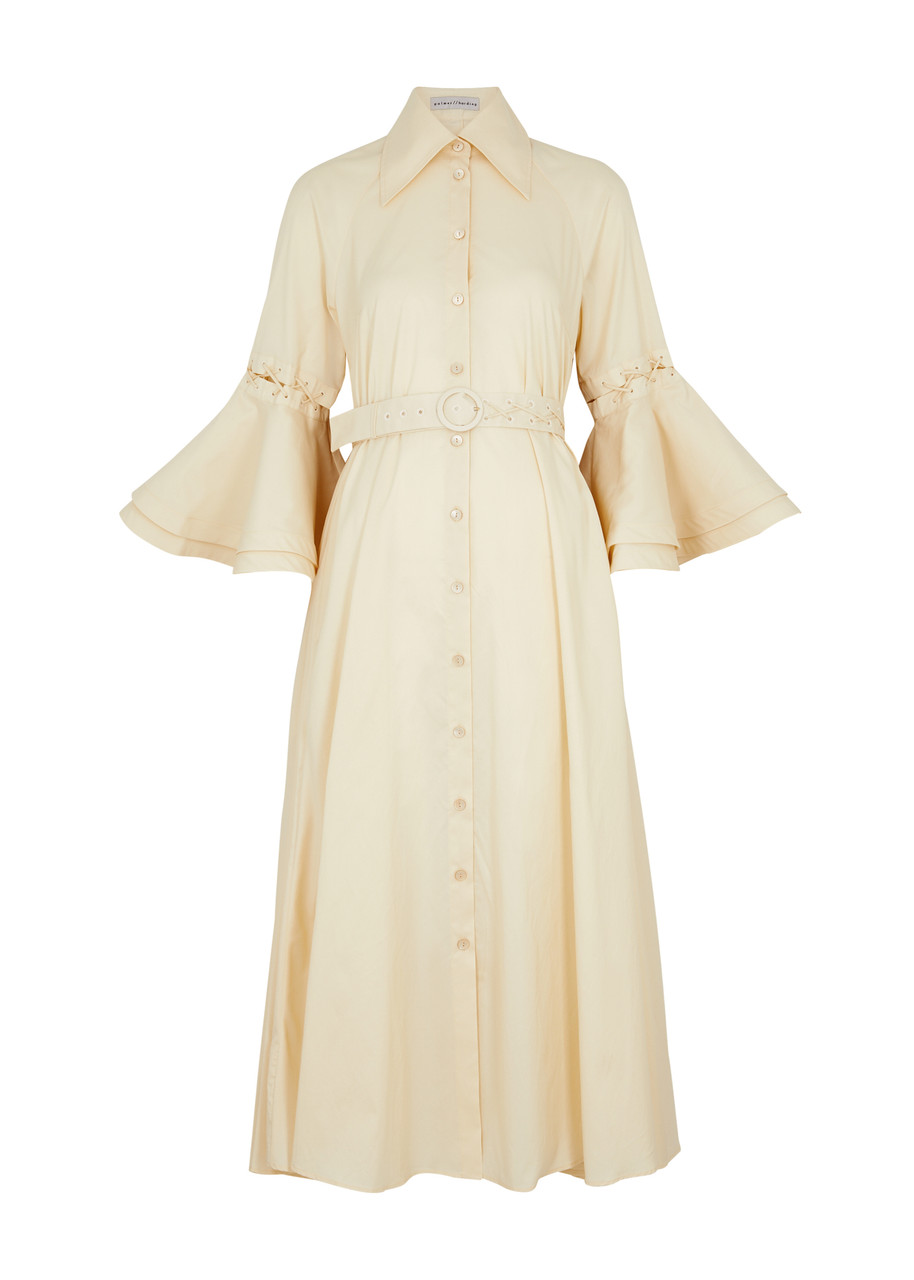 Palmer Harding Palmer//harding Hope Lace-up Cotton-blend Midi Dress In Cream