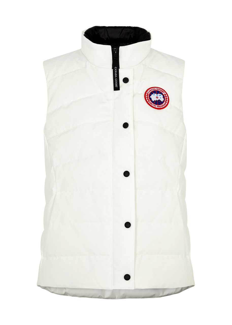 Canada Goose Women's Large White Freestyle Quilted Arctic-tech Shell Gilet - Flattering Slim-fit - L