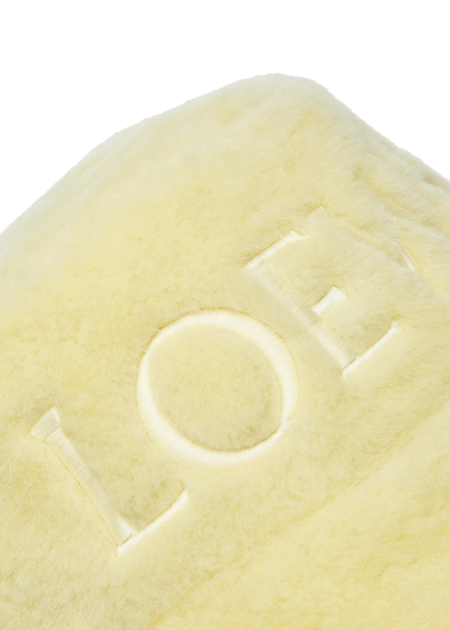  Loewe Logo-embroidered Shearling Bucket Hat - Cream 