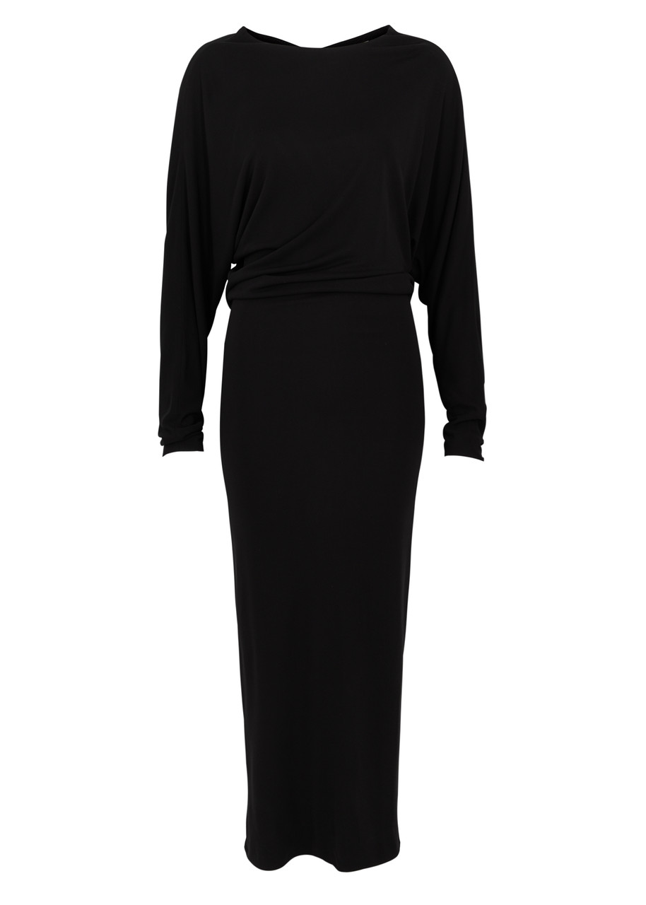 Shop Khaite Trina Jersey Midi Dress In Black