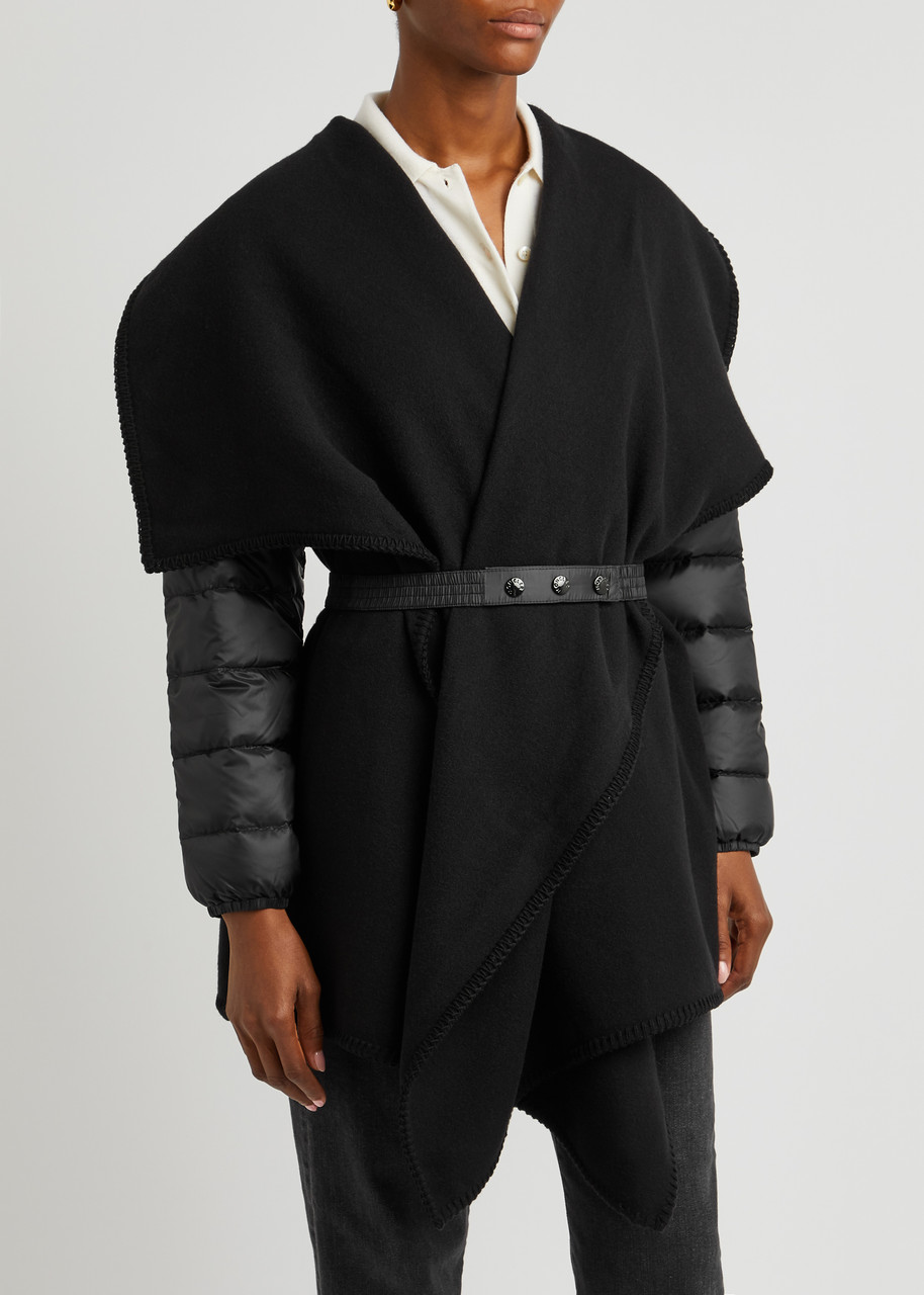  Moncler Wool-blend And Quilted Shell Cape - Black - M 