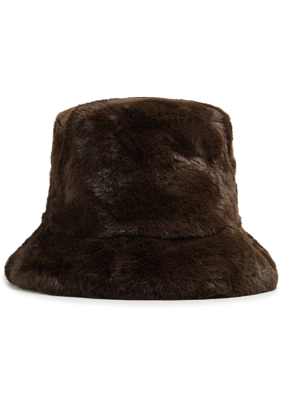 Jakke Hattie Faux Fur Bucket Hat In Chocolate