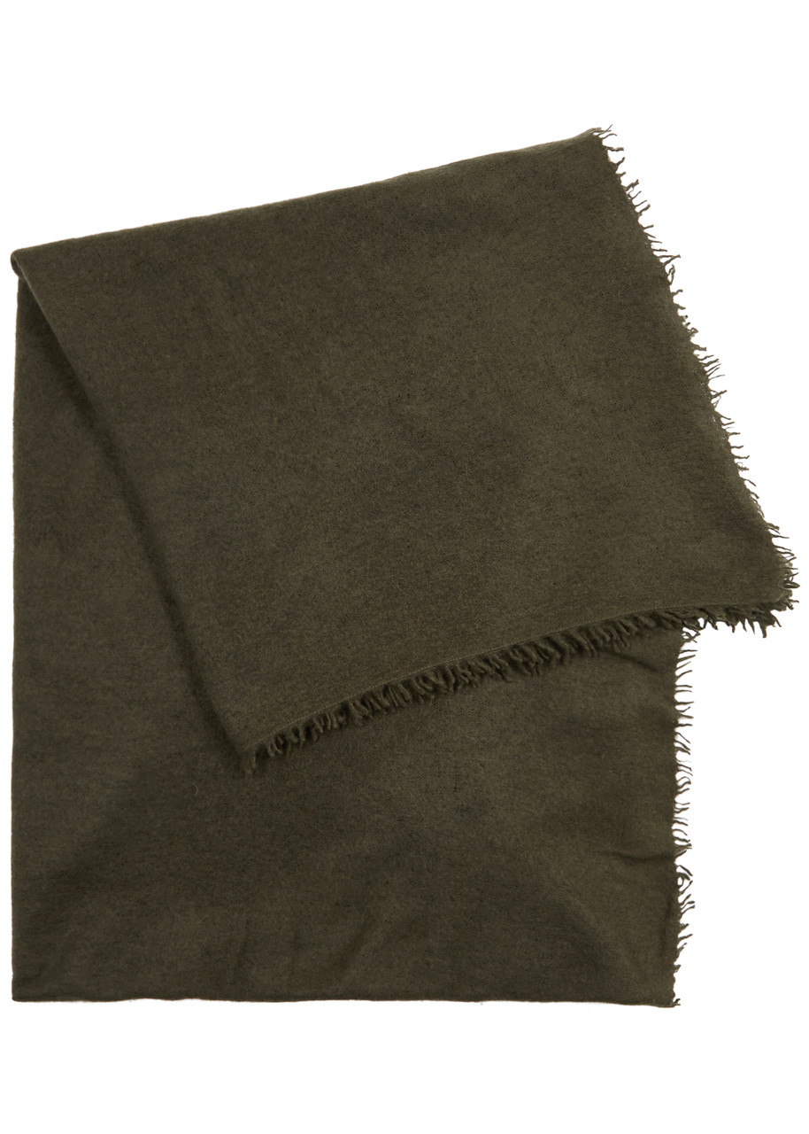 Denis Colomb Fuzzy Feutre Cashmere Scarf In Olive