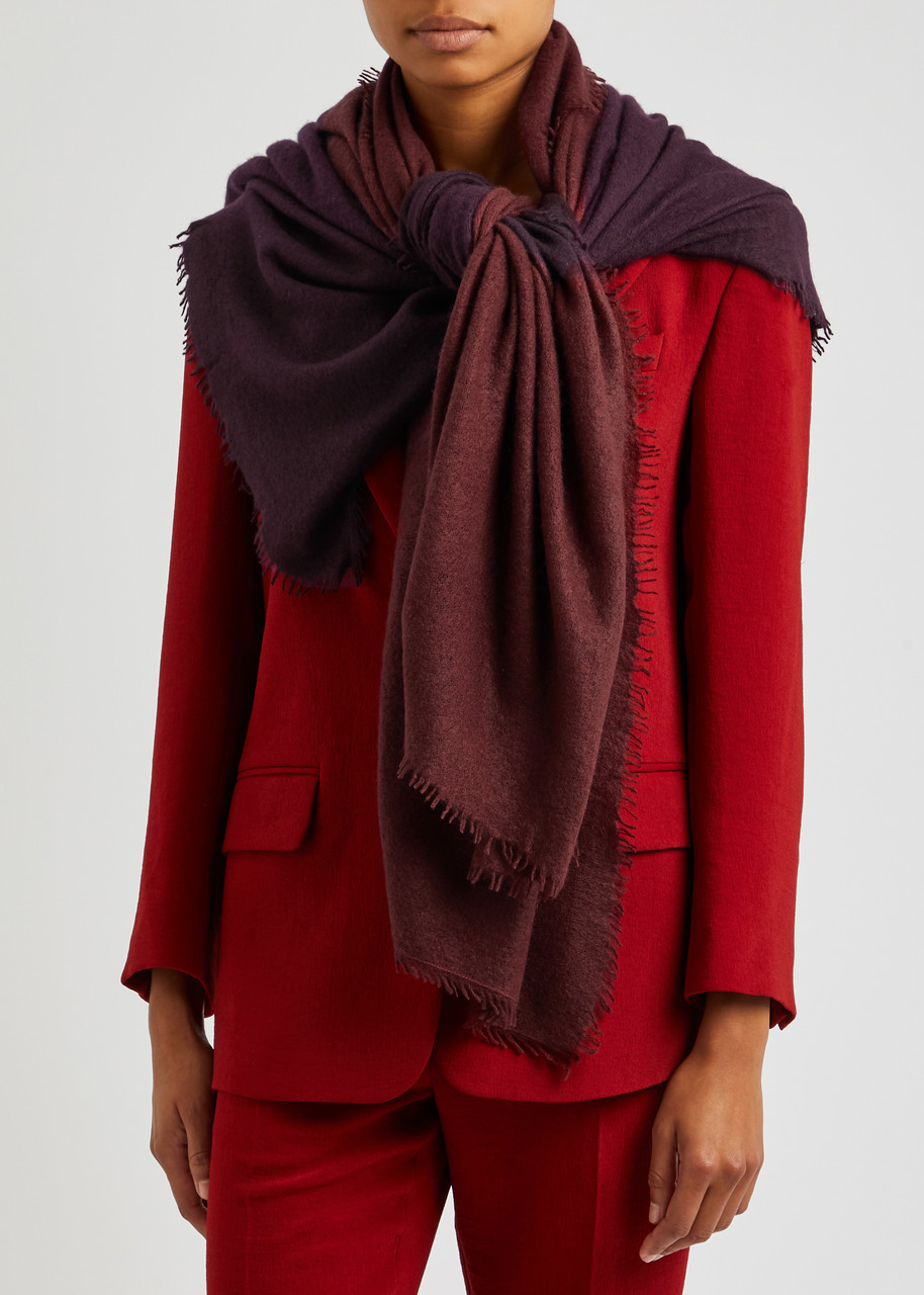  Denis Colomb Fuzzy Feutre Cashmere Scarf - Burgundy 