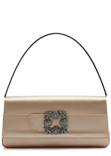 MANOLO BLAHNIK Gothisi embellished satin clutch Harvey Nichols
