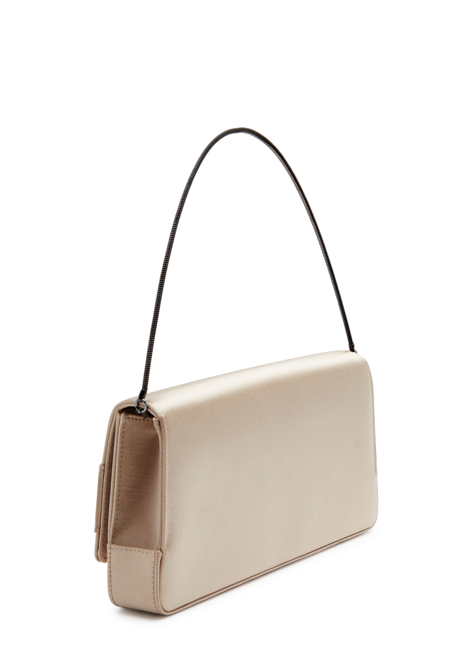 Manolo Blahnik Gothisi Embellished Satin Clutch In Beige