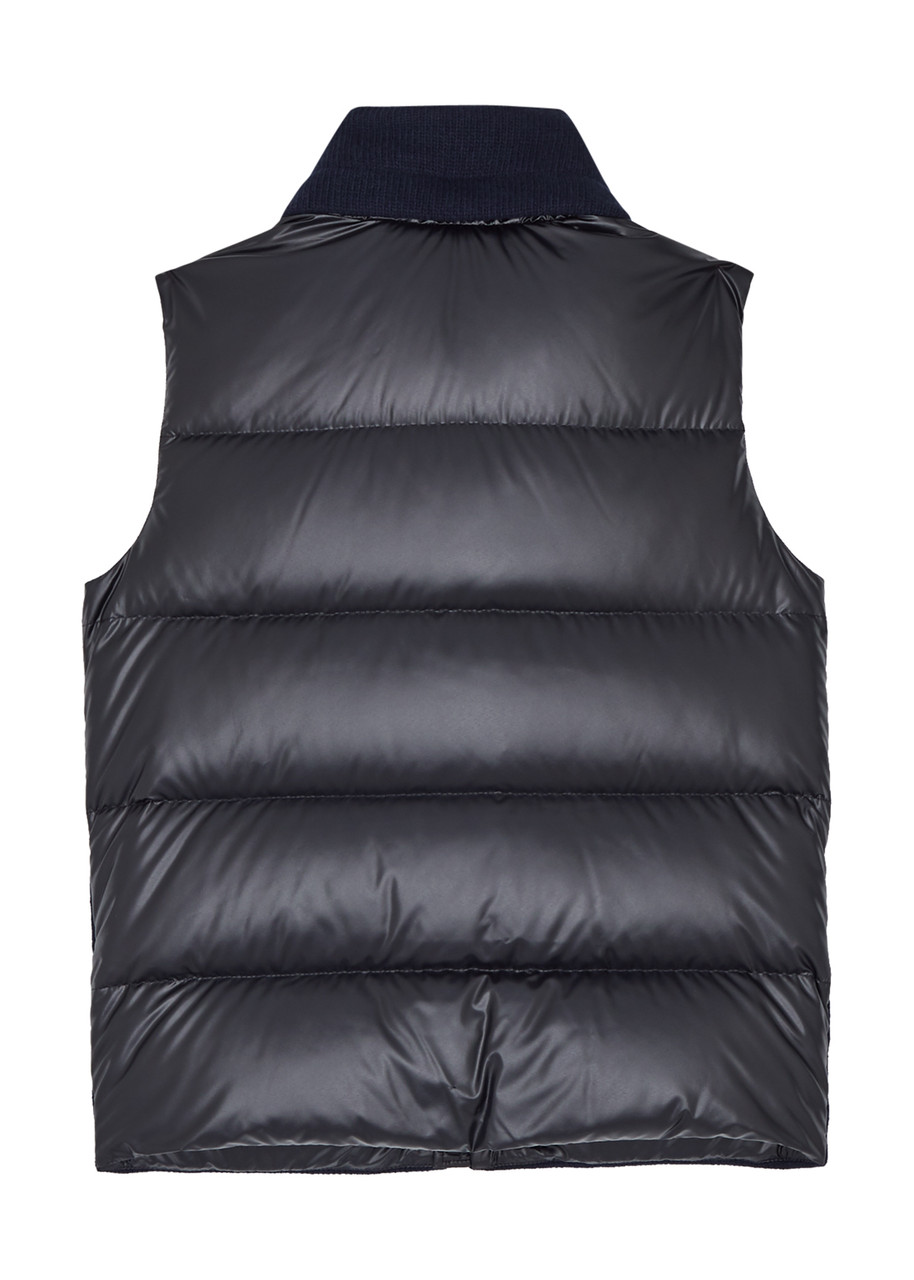 Moncler Kids Hariki Wool And Shell Gilet , Gilet, Quilted Gilet In Navy