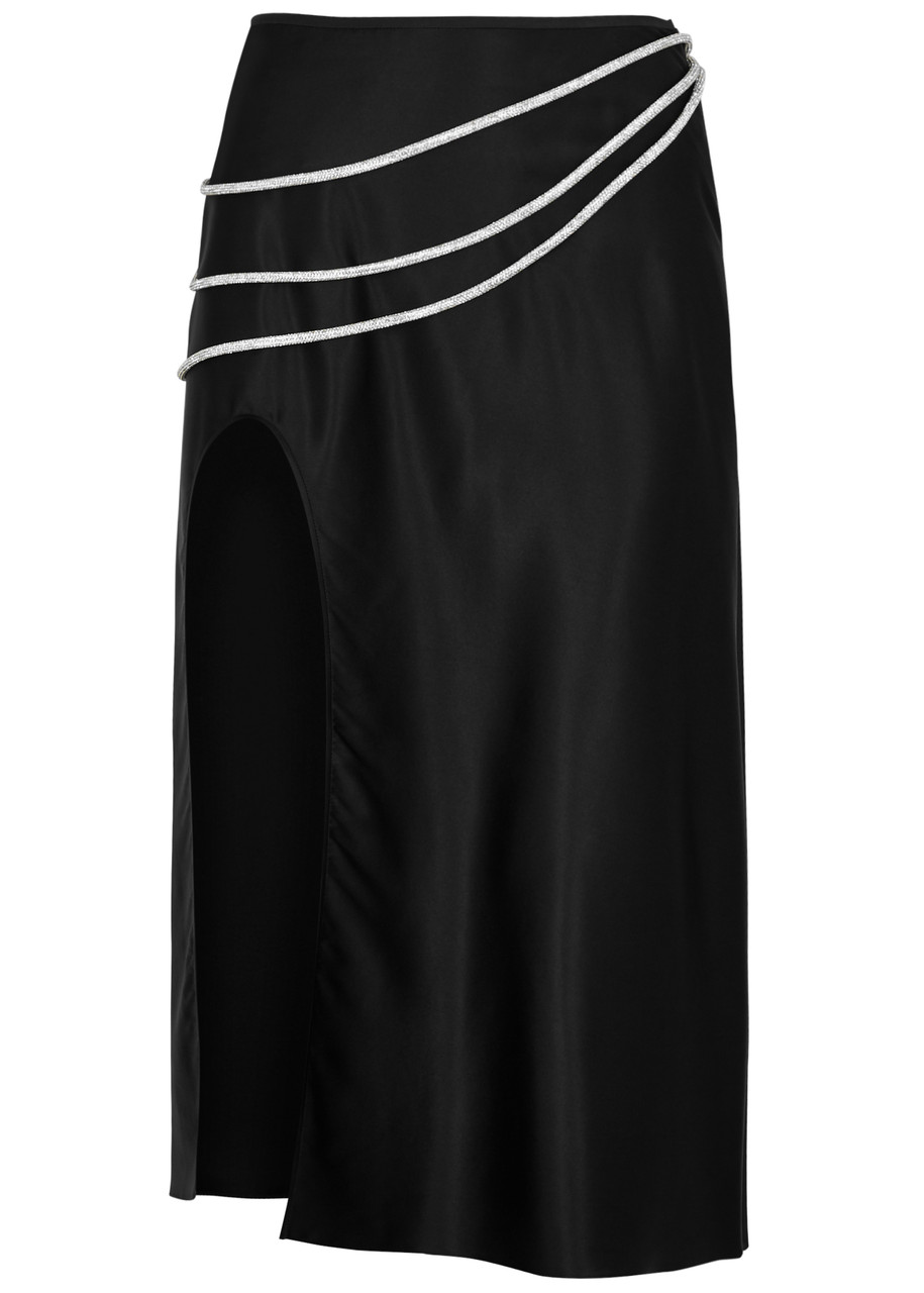 Nue Studio Laetitia Stretch-silk Midi Skirt In Black