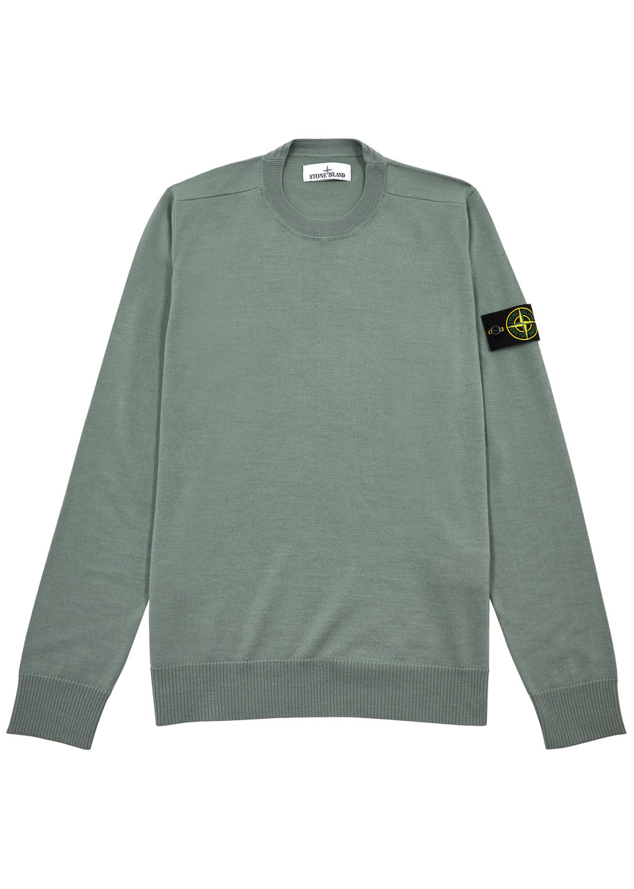 Stone Island Logo Cotton Jumper - Sage - XL