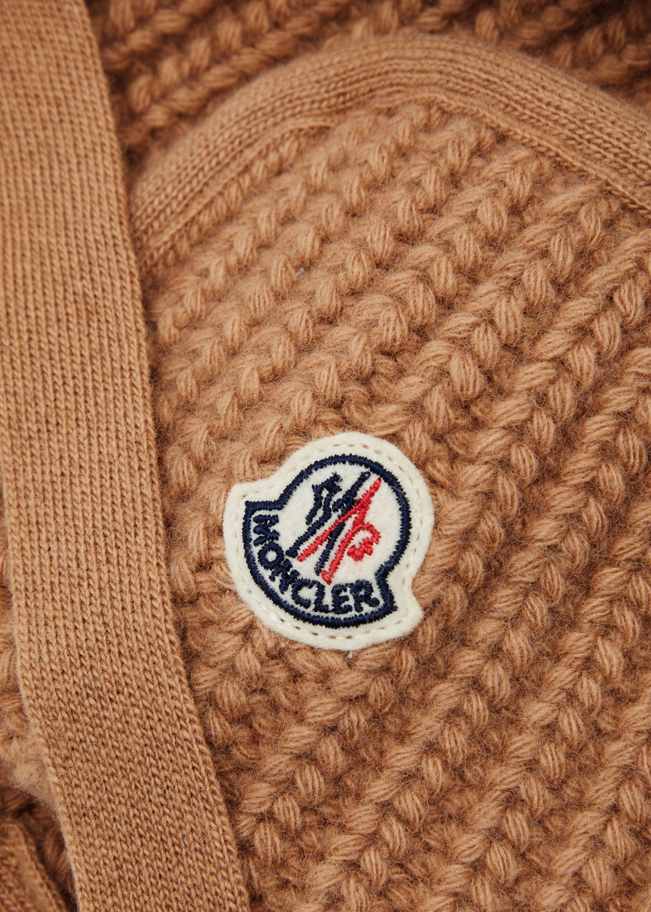 Moncler Ribbed Wool Hat In Camel