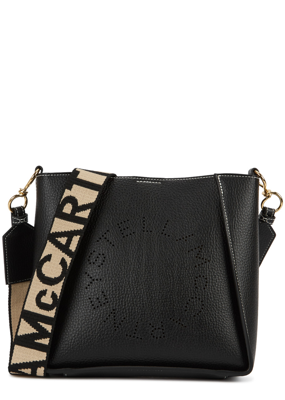 Stella Mccartney Stella Logo Mini Faux Leather Cross-body Bag In Black