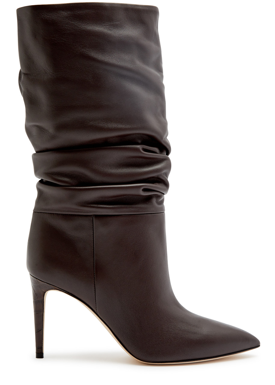 Paris Texas Slouchy 85 Leather Mid-calf Boots In Brown