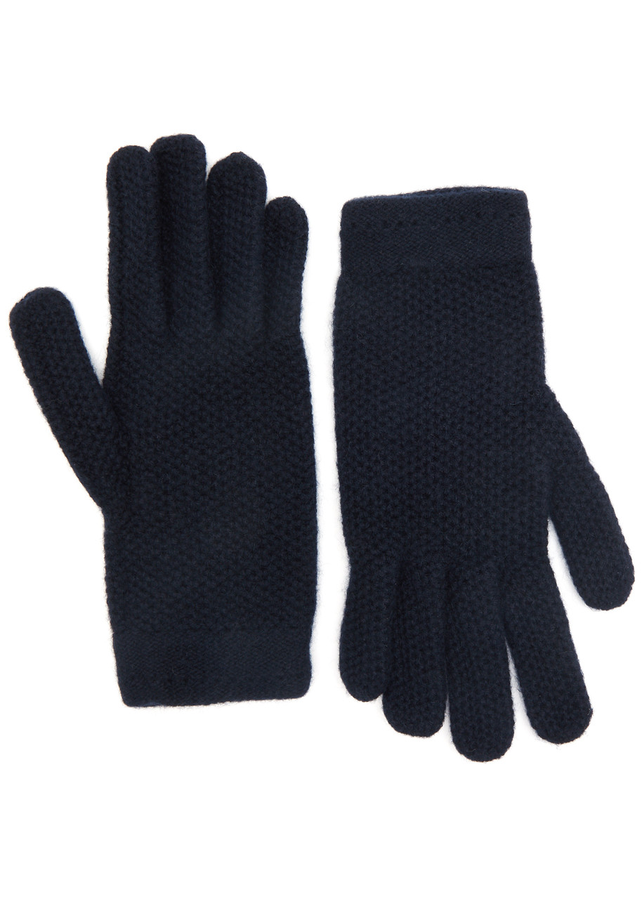 Inverni Waffle-knit Cashmere Gloves In Navy