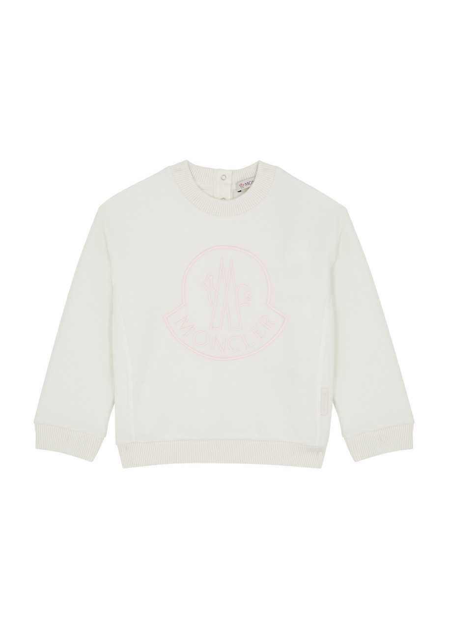 Moncler Kids Logo-embroidered Fleece Sweatshirt In Cream