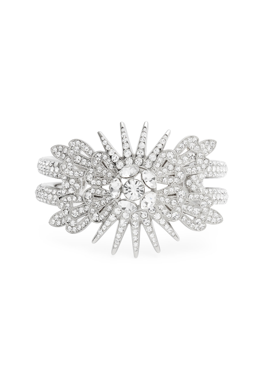 Rabanne Floral Crystal-embellished Bracelet - Silver - One Size