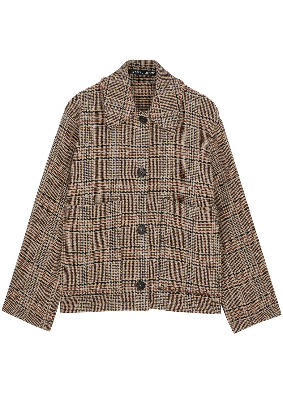 Kassl Editions Checked Wool-blend Jacket In Beige