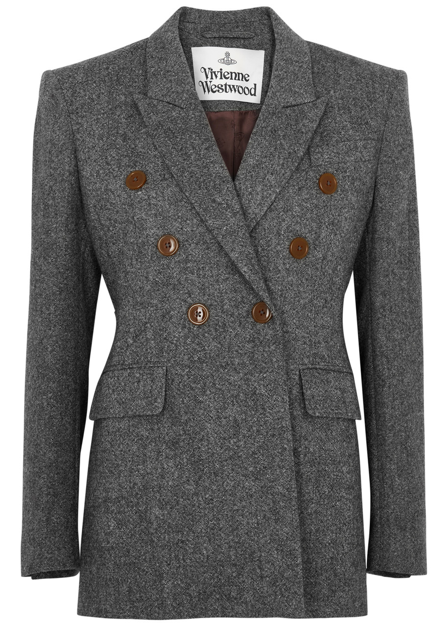 Vivienne Westwood Double-breasted Wool Jacket With Contrasting Buttons In Black And White